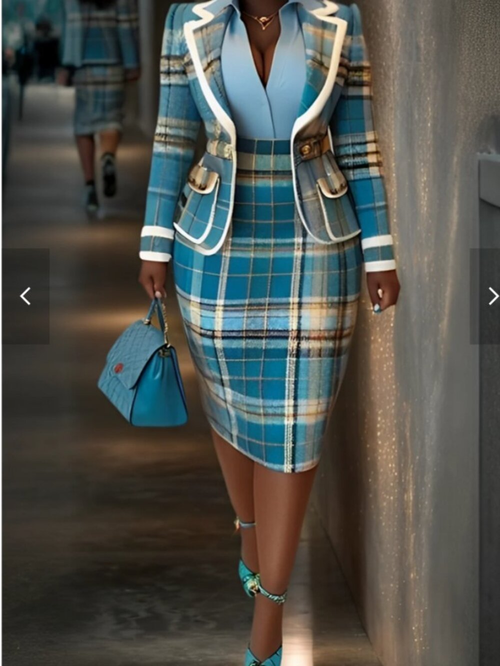 WOMEN'S PLAID PENCIL SKIRT